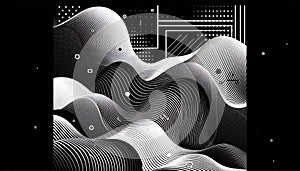 Bold Monochrome Waves: High-Resolution Halftone Patterns with Sharp Lines for Modern Design photo