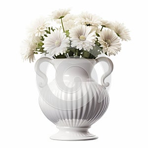 High Resolution Neoclassical White Vase With Flowers photo