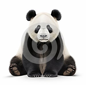 High-resolution Panda Bear Photo On White Background With Photorealistic Detail