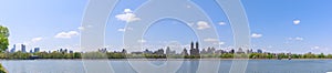 Panorama of the Central Park West skyline and the Jacqueline Kennedy Reservoir in New York CityHigh resolution panorama of the Cen photo