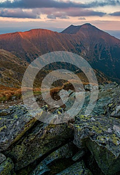 High resolution panorama of Western Tatras (Zapadne Tatry, Liptov region) with mount Baranec peak