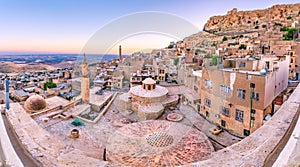 Sunrise landscape view of old Mardin city photo