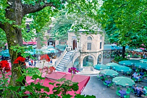 High resolution panoramic view of Koza Han(Silk Bazaar) in Bursa,Turkey