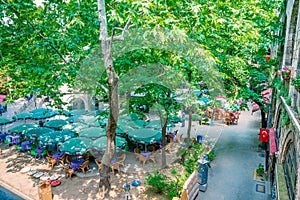 High resolution panoramic view of Koza Han(Silk Bazaar) in Bursa,Turkey