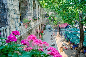 High resolution panoramic view of Koza Han(Silk Bazaar) in Bursa,Turkey