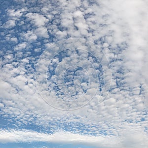 High resolution photo of sky with fluffy altocumulus - cirrocumulus / mackerel skies clouds