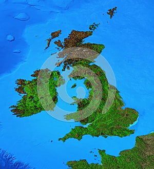 High resolution physical map of Britain and Ireland