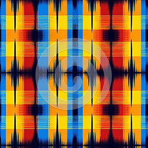 High Resolution Plaid Ikat Pattern With Symmetrical Design