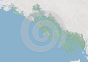 High resolution topographic map of Alaska panhandle