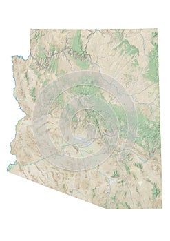 High resolution topographic map of Arizona