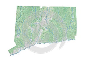 High resolution topographic map of Connecticut