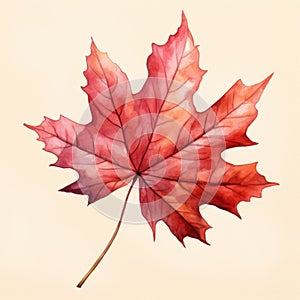 High-resolution Watercolor Clipart Of A Detailed Maple Leaf