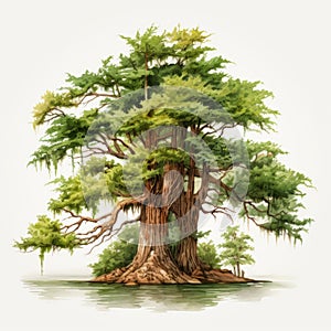 High-resolution Watercolor Clipart Of Ornamental Cypress Tree