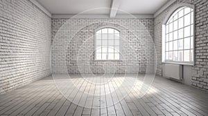 High resolution white brick room