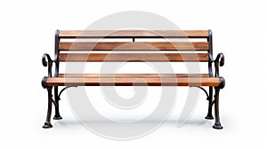 High Resolution Wooden Bench With Rails And Iron Frame