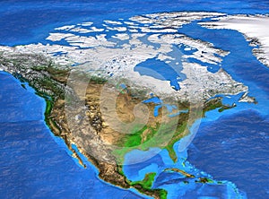 High resolution world map focused on North America photo