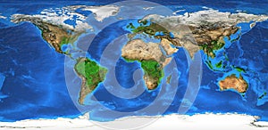 High resolution world map and landforms photo