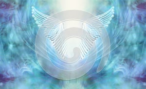 High Resonance Turquoise Blue Angel Wings Spiritual Background