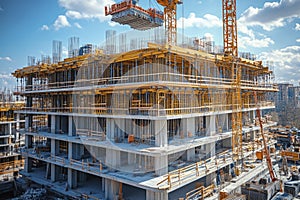 High-rise building construction site