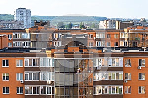 high rise building.group of workers