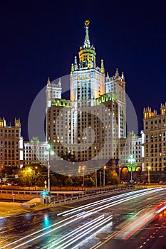 High-rise building on Kotelnicheskaya embankment in Moscow at ni