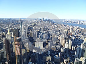 New york city top view with river behind photo