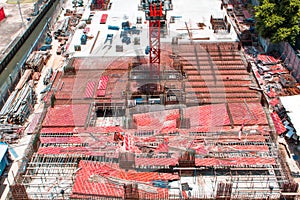 High rise building under construction.Top view.