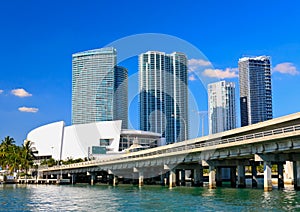 The high-rise buildings in downtown Miami