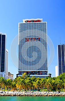 The high-rise buildings in downtown Miami