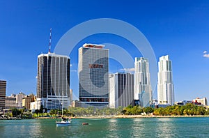 The high-rise buildings in downtown Miami