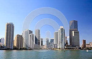 The high-rise buildings in downtown Miami