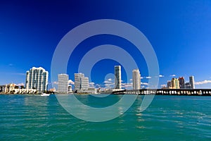 The high-rise buildings in Miami Beach