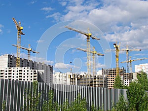 High-rise buildings under construction in progress.