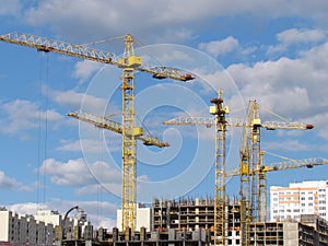 High-rise buildings under construction in progress.