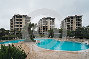 High rise condos pool area on the beach on Amelia Island