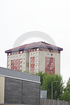 High rise council flat in deprived poor housing estate in Glasgow