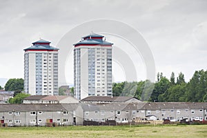 High rise council flat in deprived poor housing estate in Glasgow