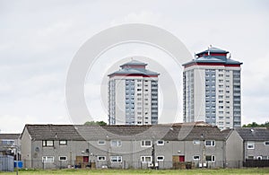 High rise council flat in deprived poor housing estate in Glasgow