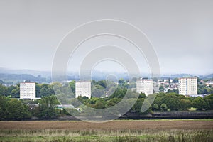 High rise council flat in deprived poor housing estate in Glasgow