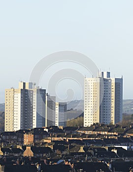 High rise council flat in deprived poor housing estate in Glasgow