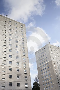 High rise council flat in deprived poor housing estate in Glasgow