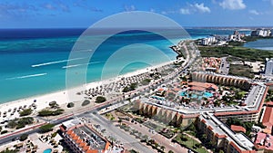 High Rise Hotels At Eagle Beach In Oranjestad Aruba.