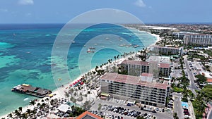 High Rise Hotels At Palm Beach In Oranjestad Aruba.