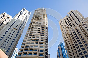 High rise and modern buildings in Dubai Marina, UAE