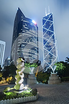 High rise modern office buildings in Hong Kong
