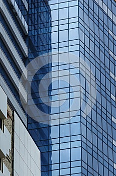 High-rise office building with big glass walls