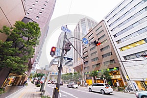 High rise office buildings in Osaka Business District.