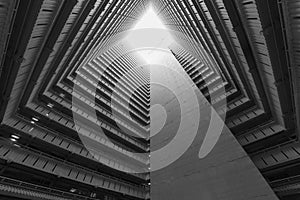 High rise residential building of public estate in Hong Kong city. Building abstract background