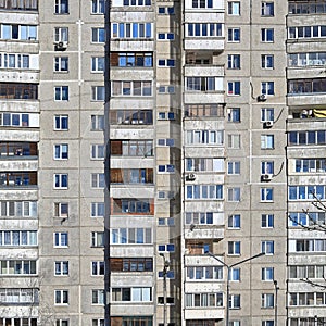 High rise residential building. Typical russian plattenbau. City of Balashikha, Moscow region, Russia.