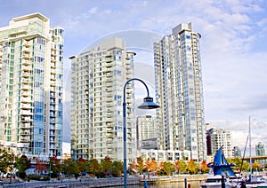 High rise skyline at the marina